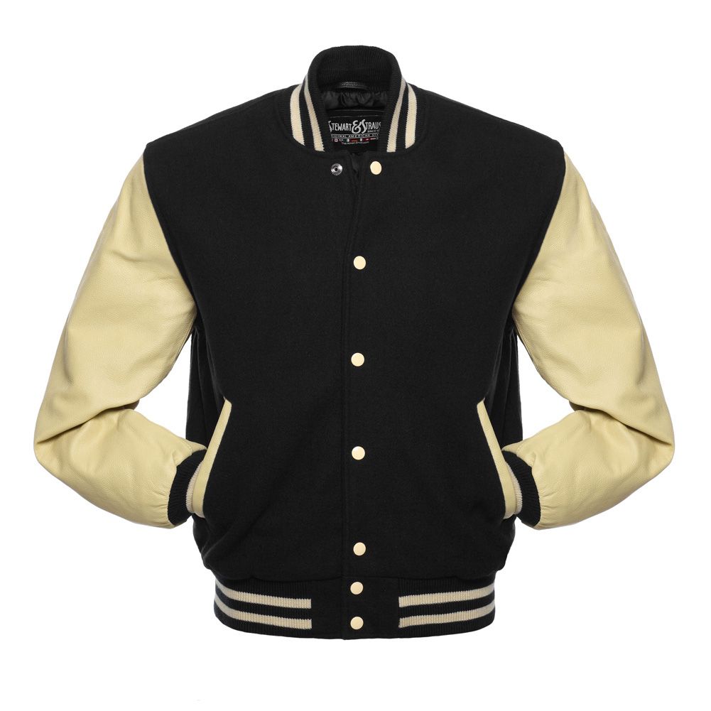 Baseball Jacket Varsity Letterman Jackets Genuine Leather Sleeves & 37 Team Colors Original Wool 