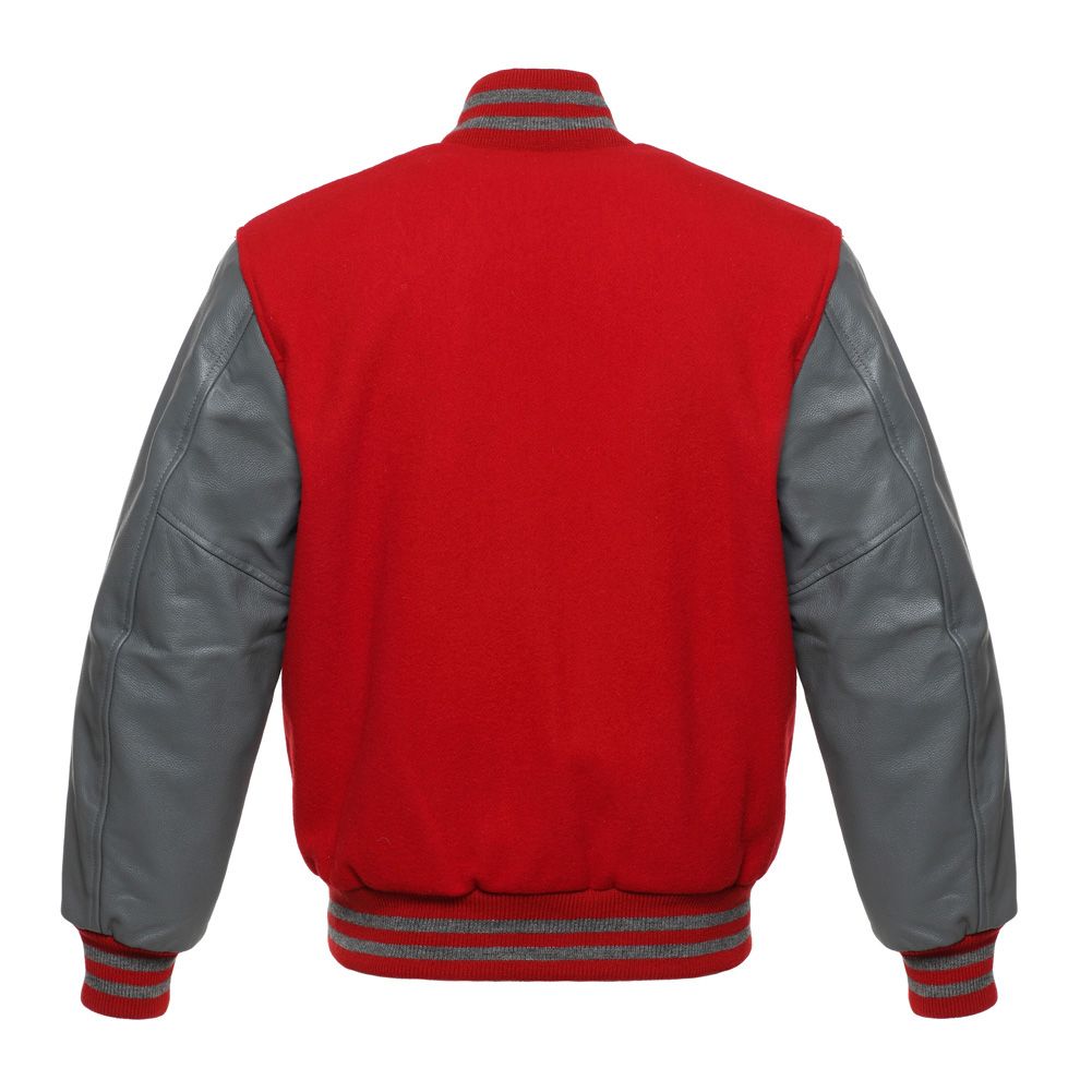 Jacketshop Jacket Scarlet Red Wool Grey Leather Varsity Jackets