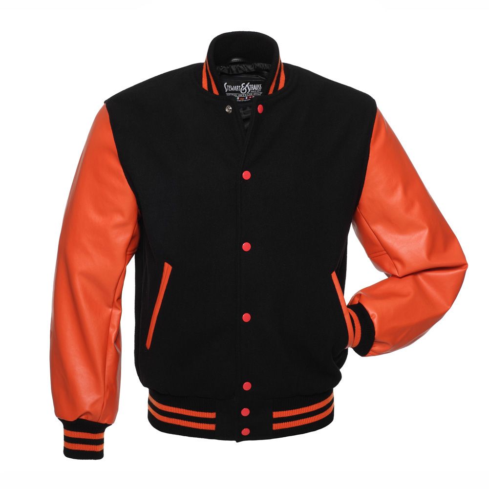 Jacketshop Jacket Black Wool Orange Vinyl College Jackets