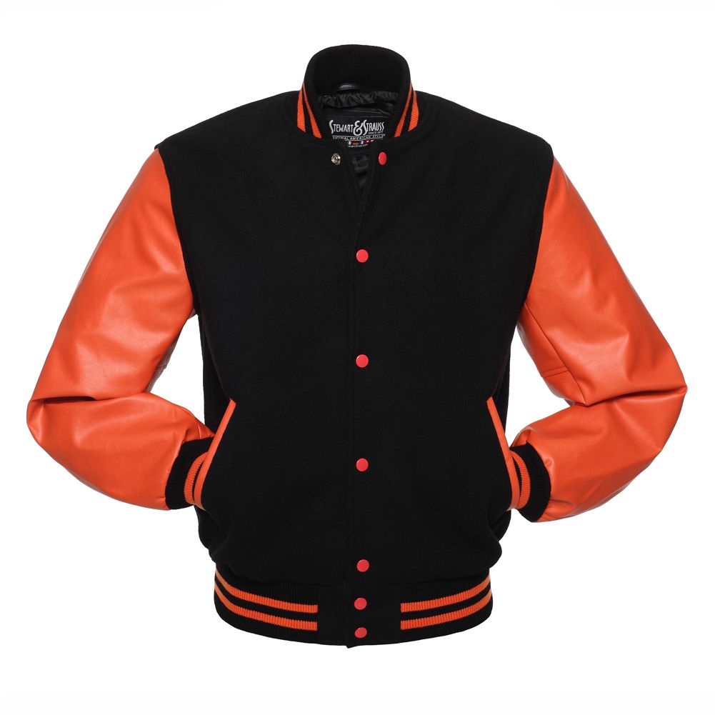 Jacketshop Jacket Black Wool Orange Vinyl College Jackets