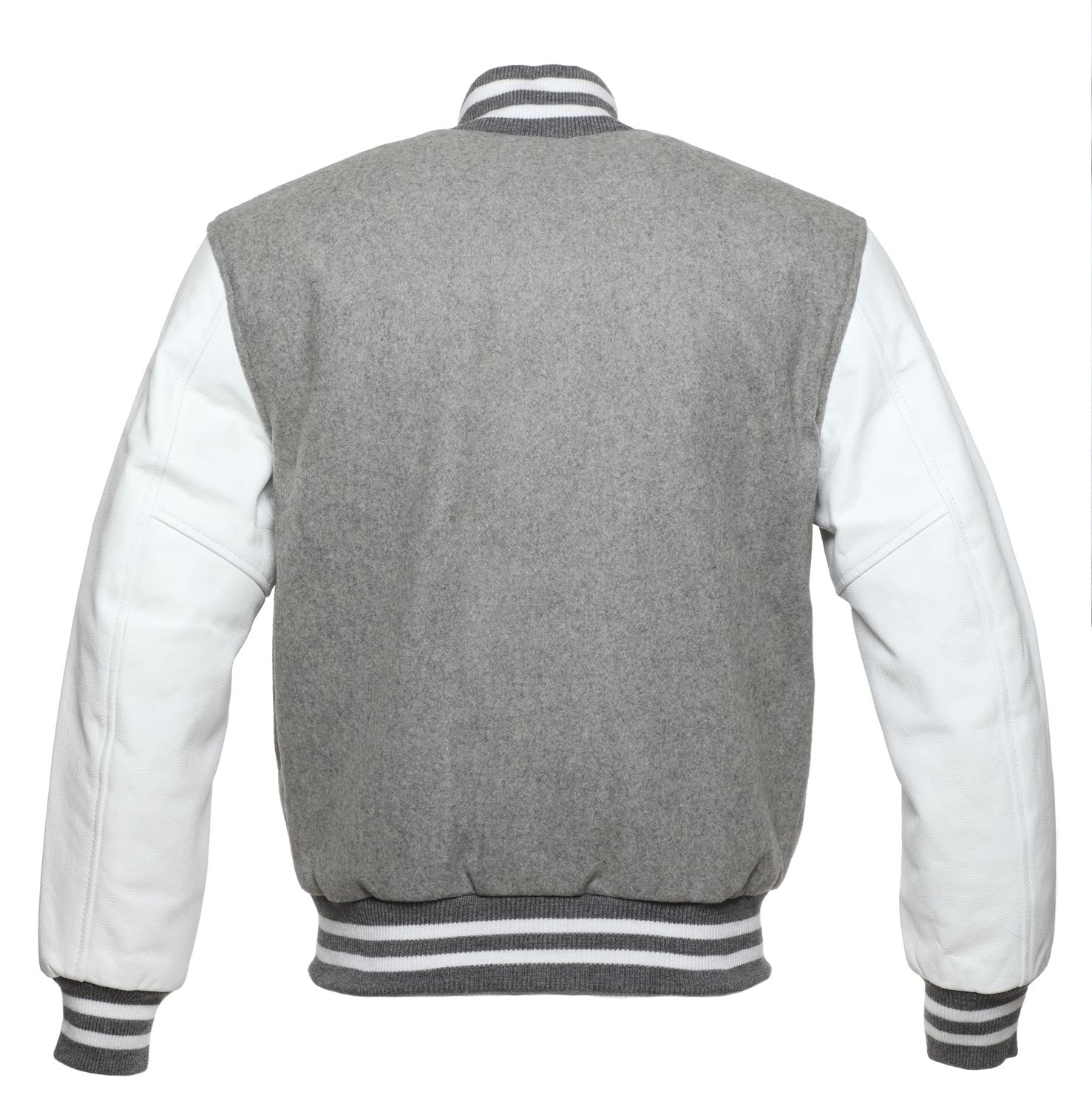 Jacketshop Jacket Grey Wool White Leather Letterman Jackets