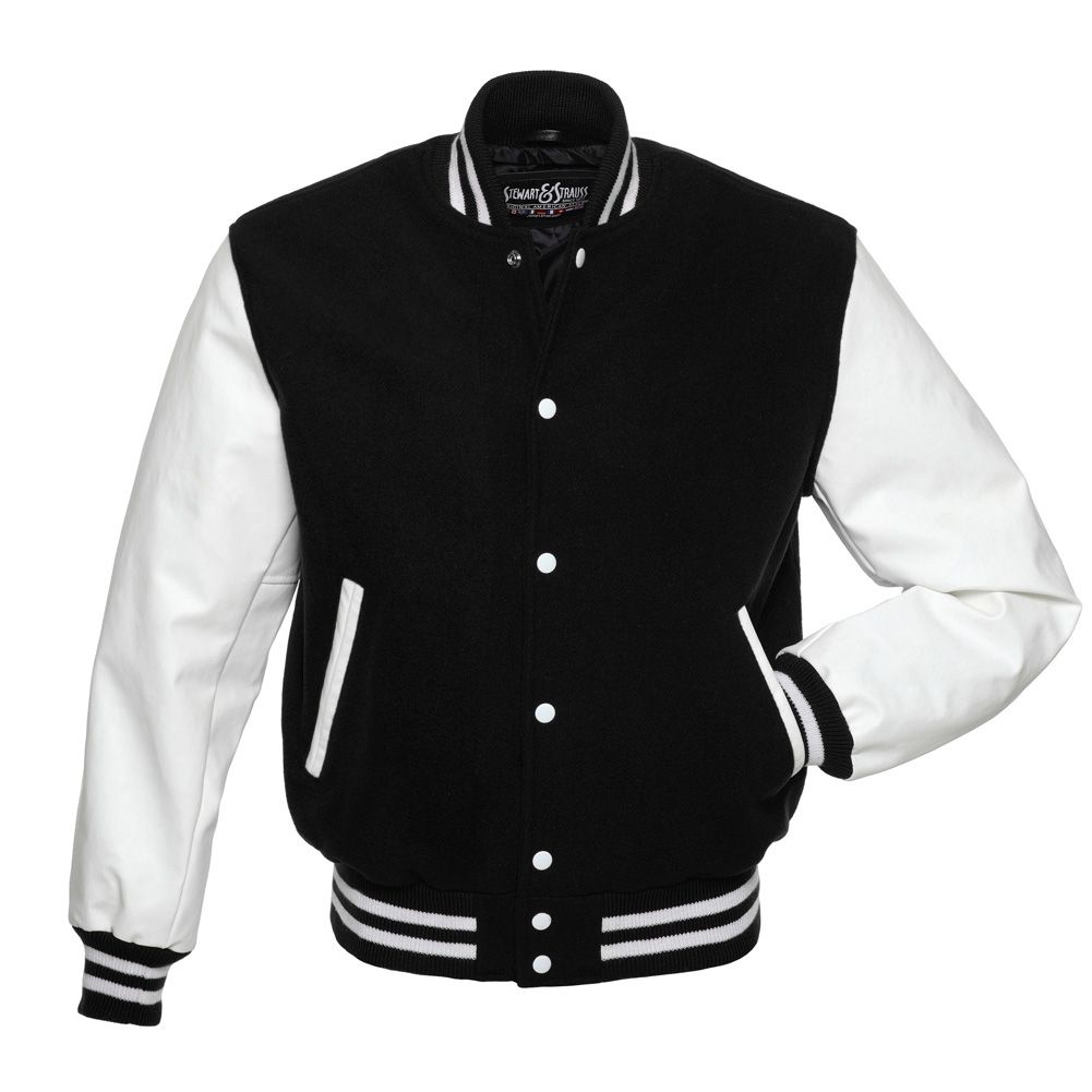 Jacketshop Jacket Black Wool White Vinyl Letterman Jacket