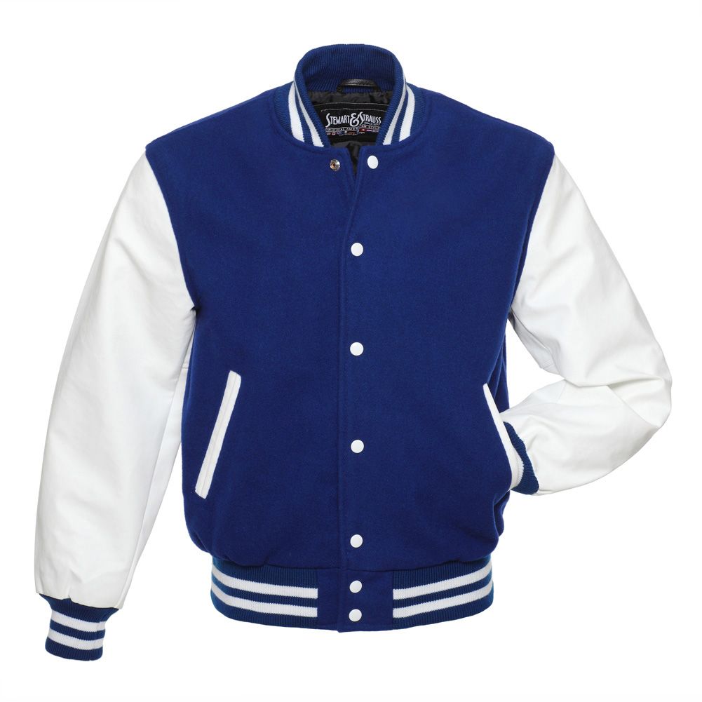 Jacketshop Jacket Royal Blue Wool White Vinyl Varsity Jacket