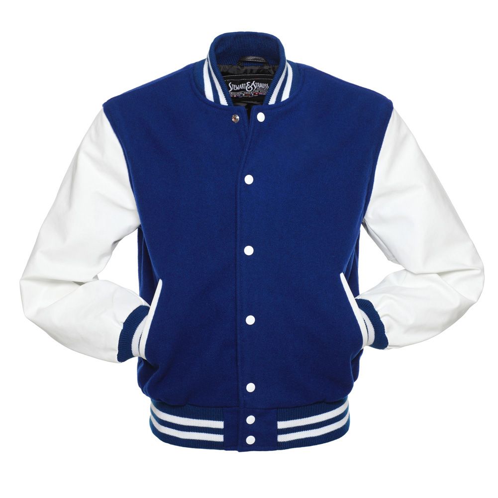 Jacketshop Jacket Royal Blue Wool White Vinyl Varsity Jacket