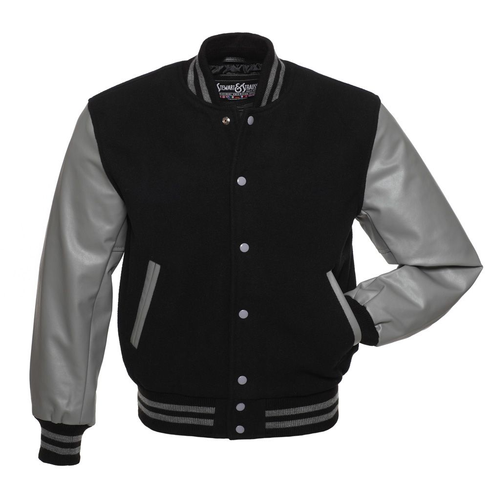 Jacketshop Jacket Black Wool Grey Vinyl Varsity Jackets