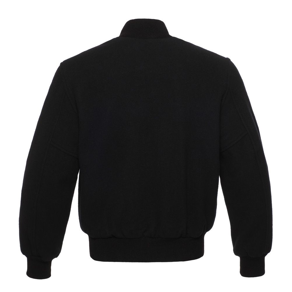 Jacketshop Jacket Solid Black All Wool Varsity Jackets