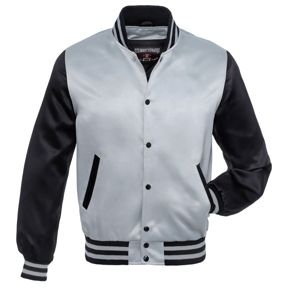 Black and 2024 silver varsity jacket