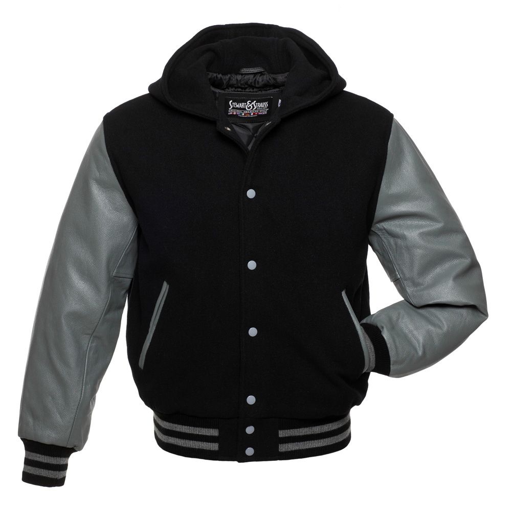 Jacketshop Jacket Hoodie Black Wool Grey Leather College Jacket