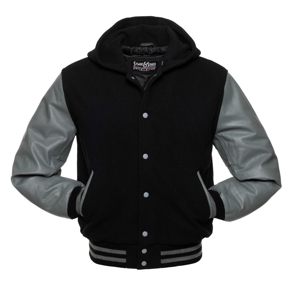 Jacketshop Jacket Hoodie Black Wool Grey Leather College Jacket