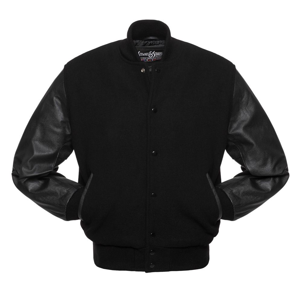 Verstrooien Dek de tafel Naschrift Jacketshop Jacket Plain Black Wool Leather Varsity Jackets