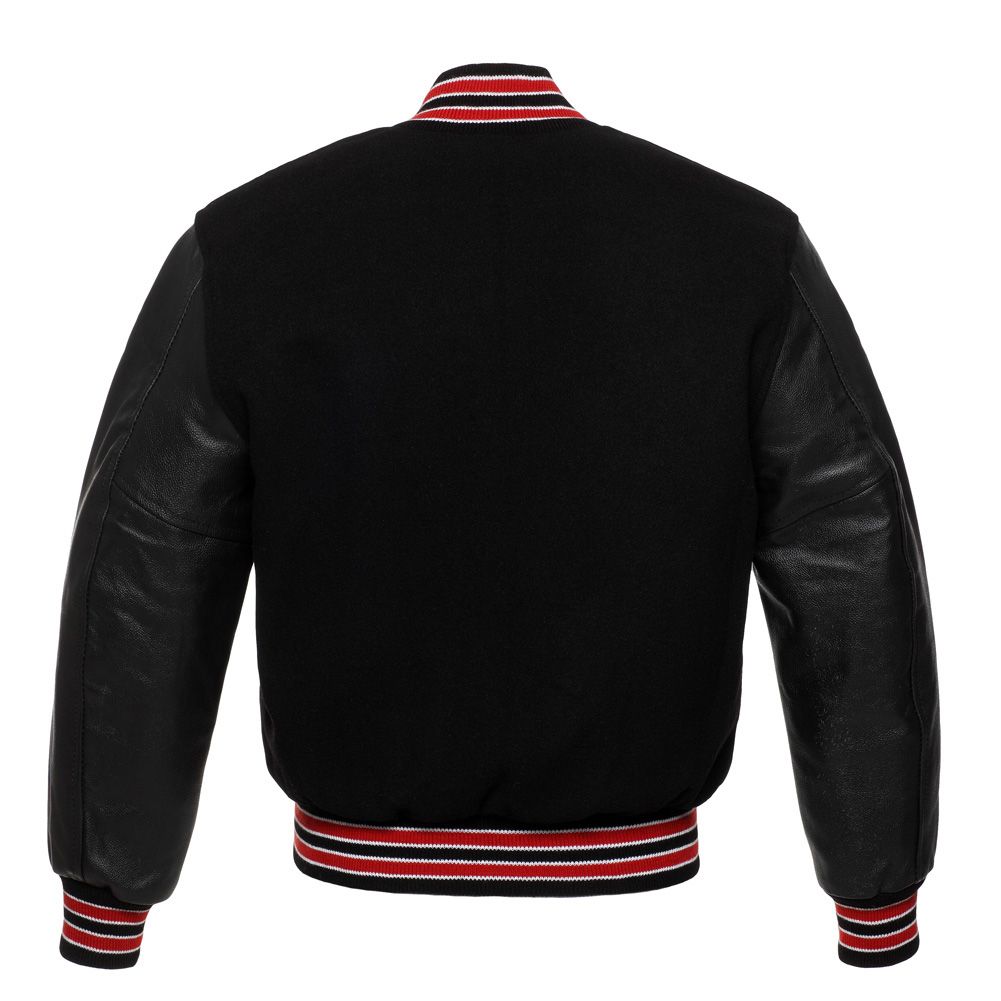 Jacketshop Jacket Black Wool Red Leather Letterman S Jacket