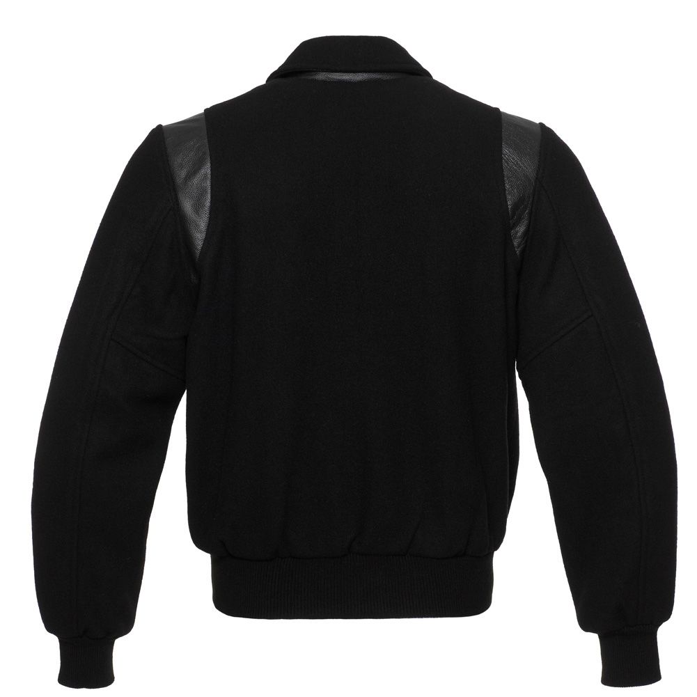 Jacketshop Jacket Retro Black Wool Black Leather Letterman Jacket
