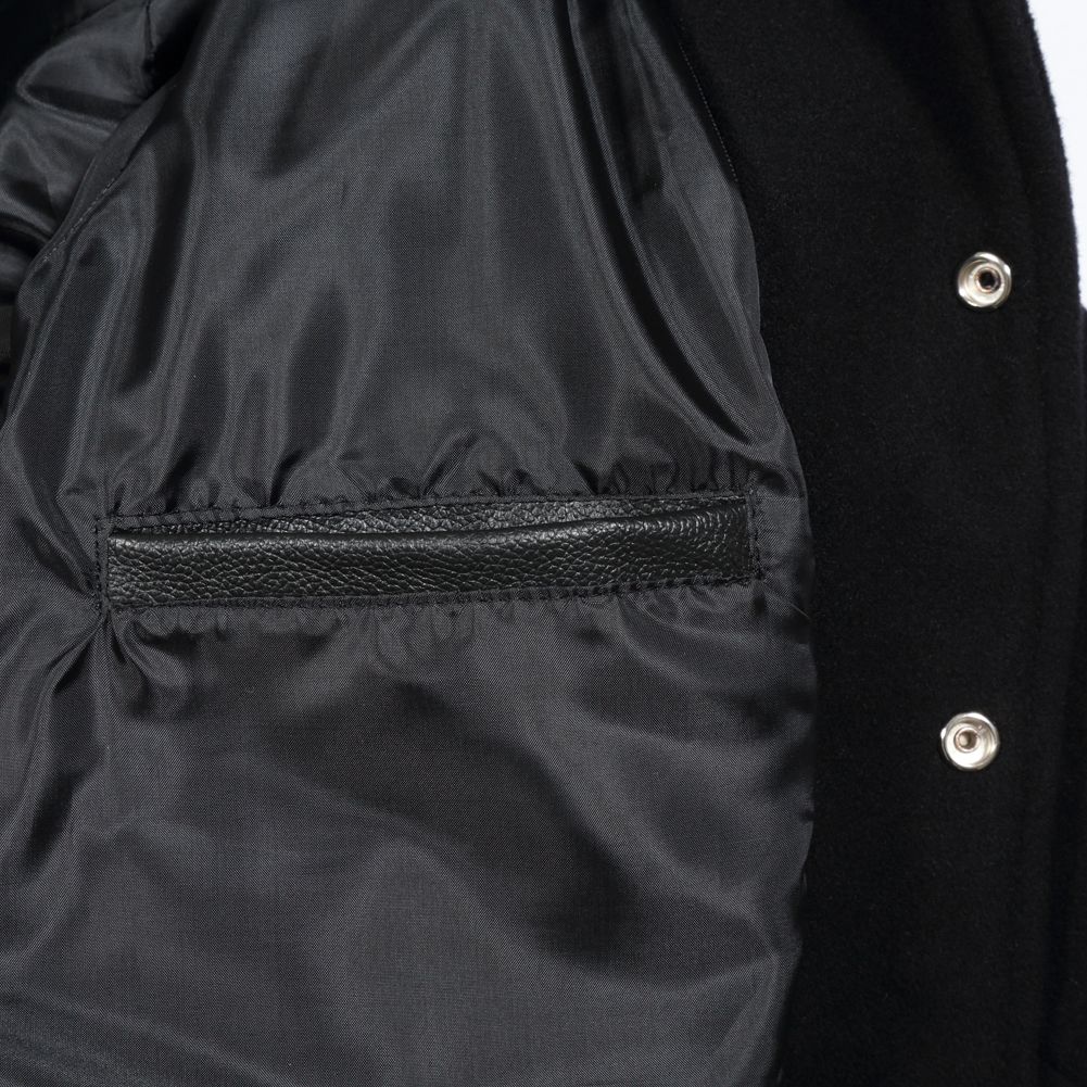 Jacketshop Jacket Retro Black Wool Black Leather Letterman Jacket