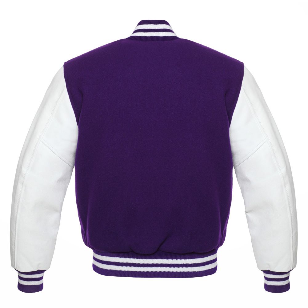 Jacketshop Jacket Purple Wool White Leather College Jacket