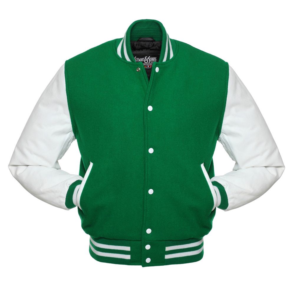 Jacketshop Jacket Kelly Green Wool White Leather College Jackets