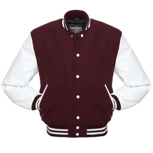 Jacketshop Jacket Maroon Wool White Leather Letterman Jackets