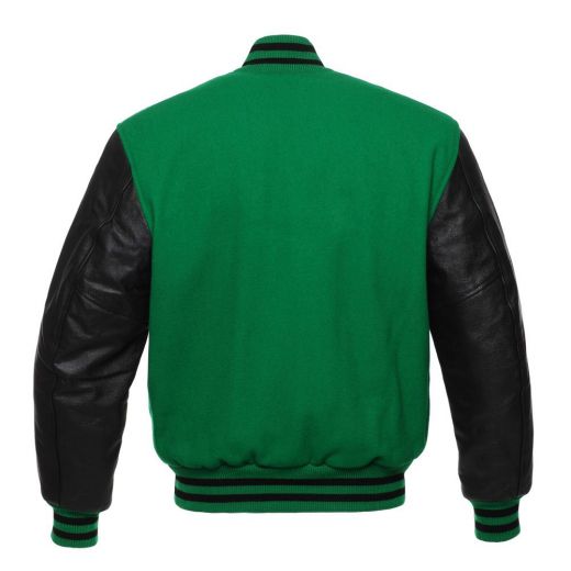 Jacketshop Jacket Kelly Green Wool Black Leather Letterman Jacket