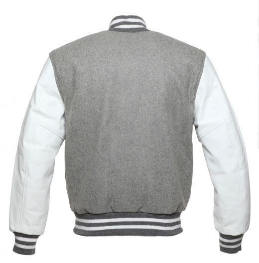 Jacket Grey Wool White Leather Letterman Jackets