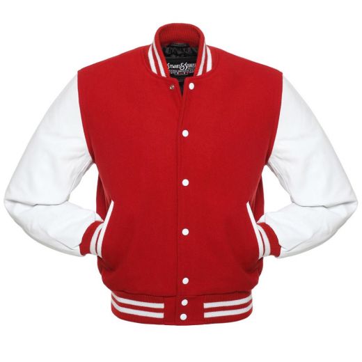 Jacketshop Jacket Scarlet Red Wool White Leather Letter Jacket