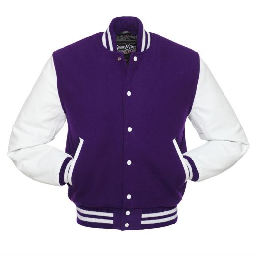 Jacketshop Jacket Purple Wool White Leather College Jacket