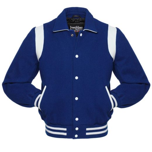 Jacketshop Jacket Retro Royal Blue Wool White Leather Letterman Jackets