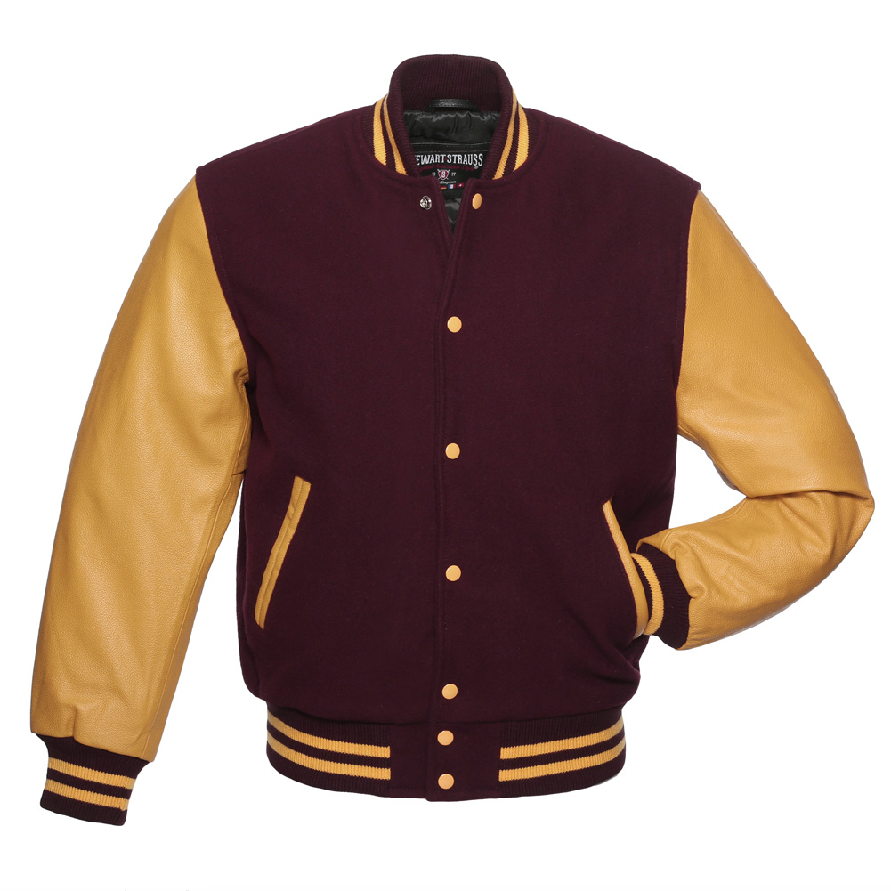 Original Varsity Letterman School College Jackets Gold Leather Sleeves /& 7 Colors Sizes XS to 7XL Wool