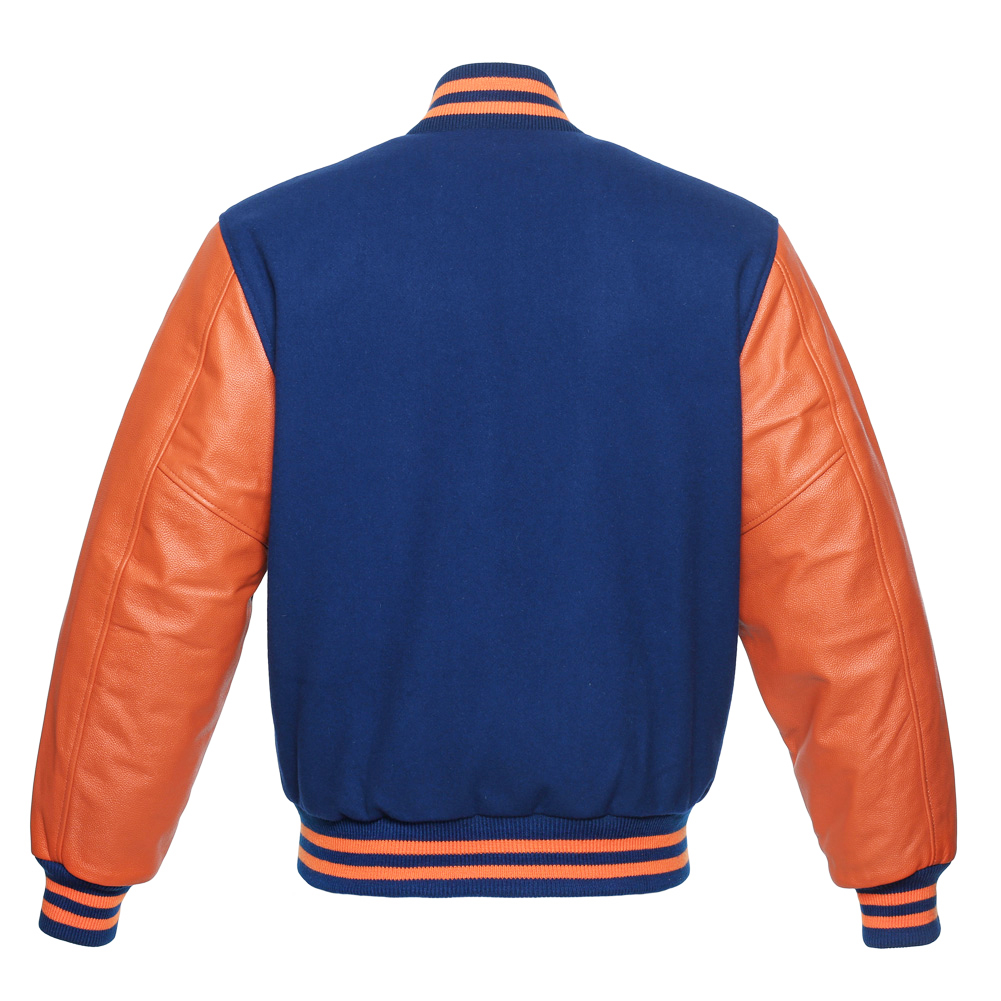Jacketshop Jacket Royal Blue Wool Orange Leather Letter Jackets