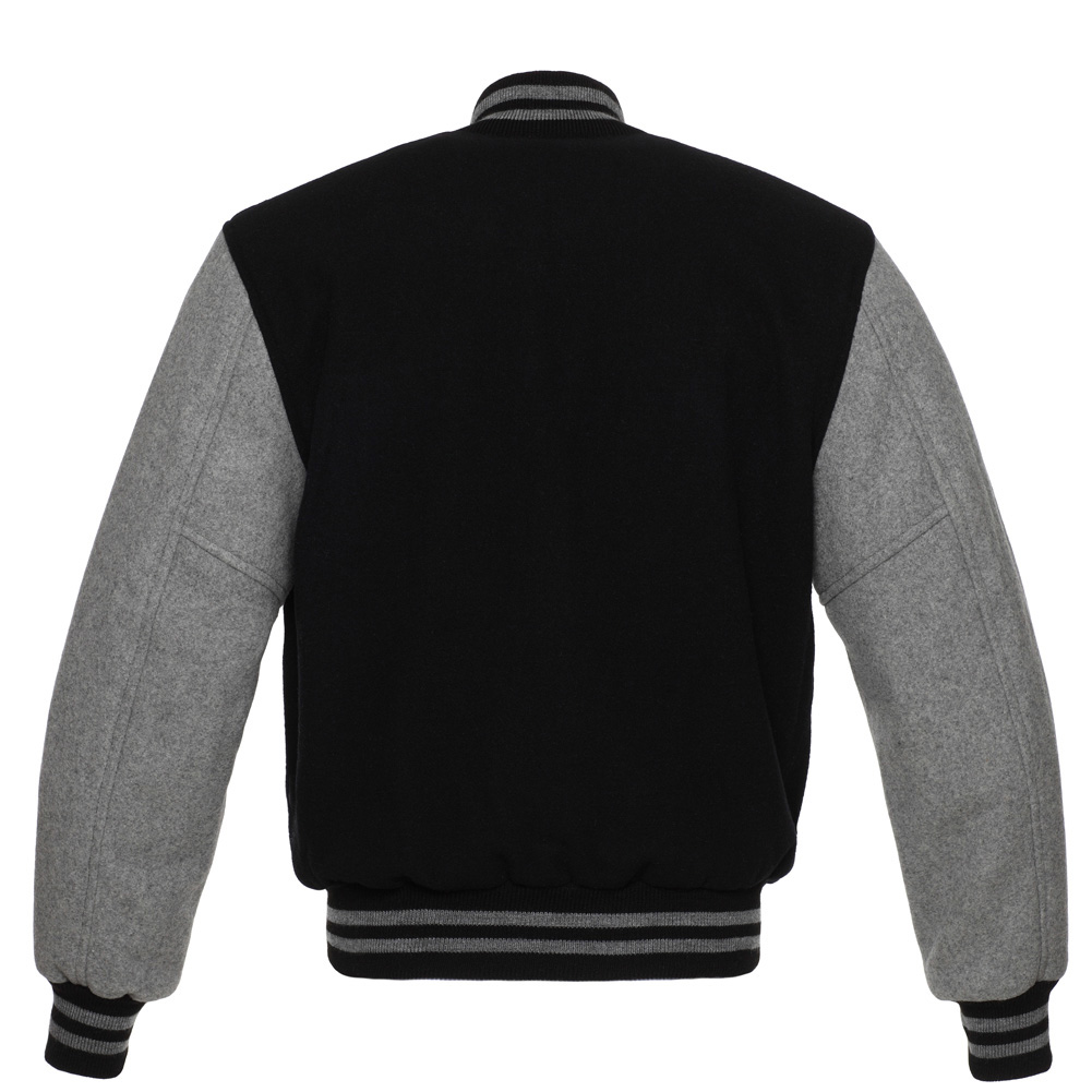 Jacketshop Jacket Black Grey All Wool Letterman Jacket