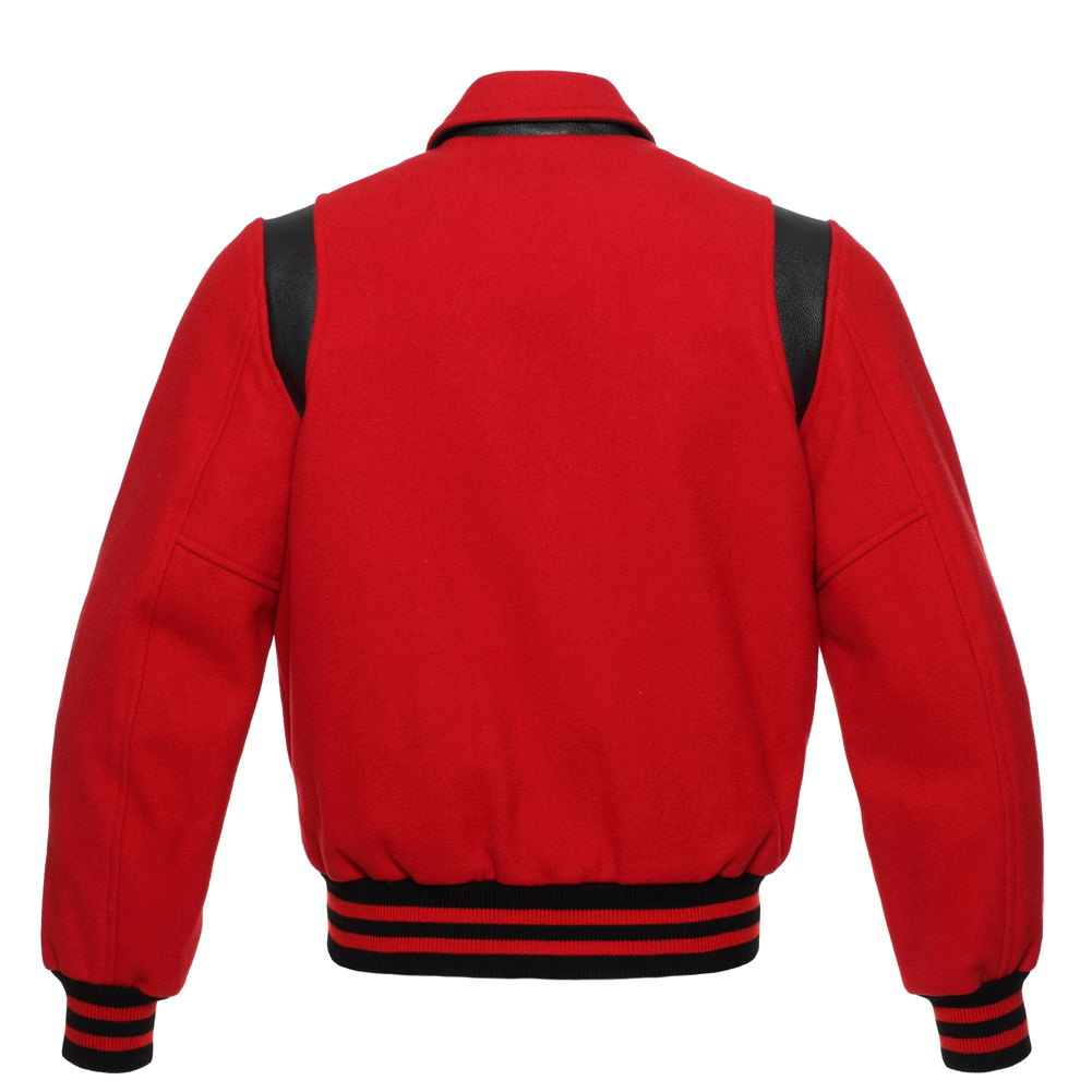 Jacketshop Jacket Retro Red Wool Black Leather College Jacket