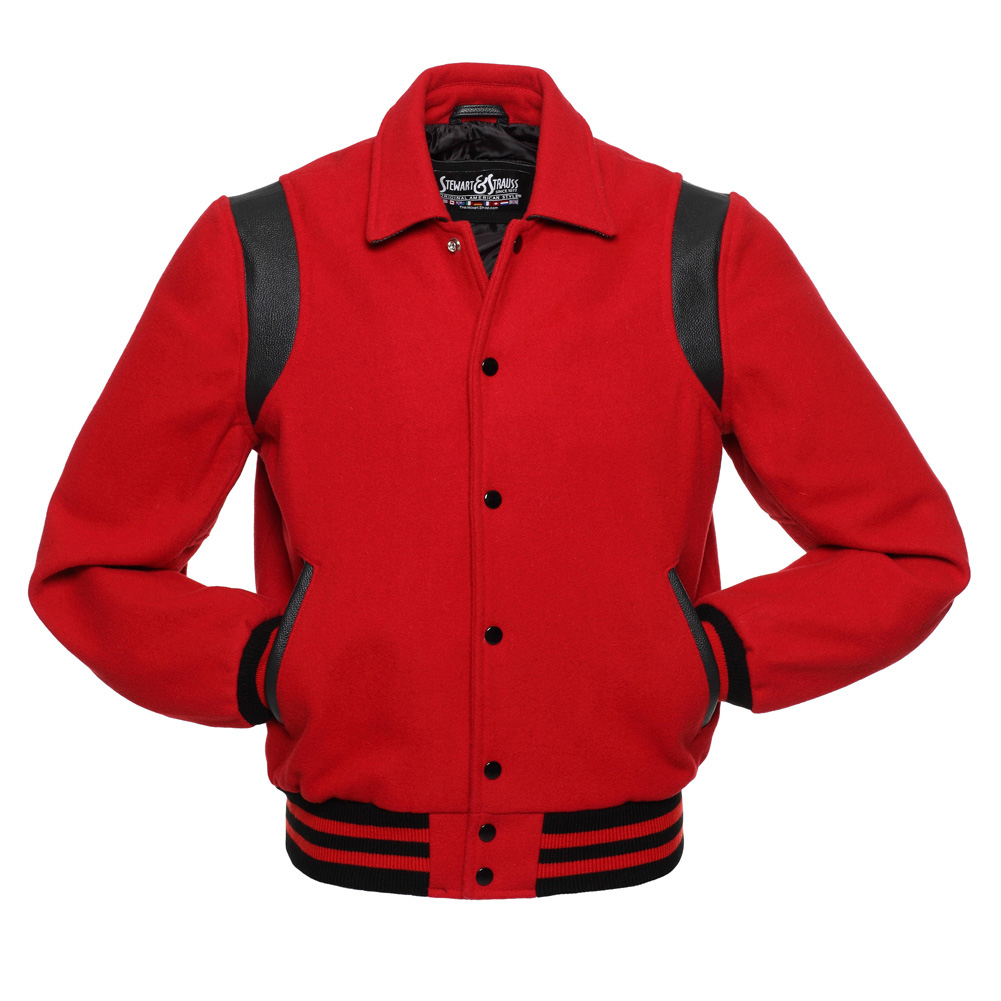 Jacketshop Jacket Retro Red Wool Black Leather College Jacket