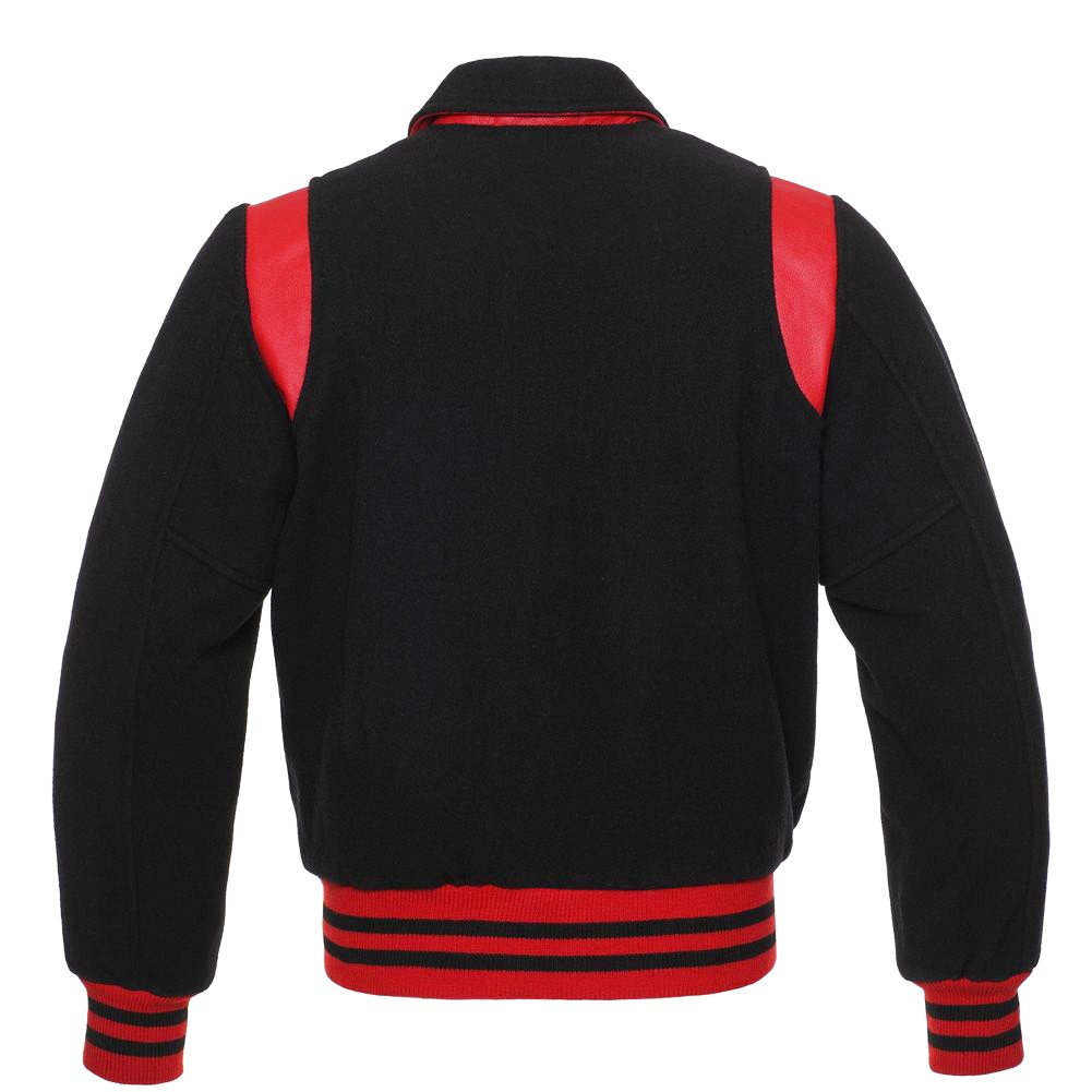 Jacketshop Jacket Retro Black Wool Red Leather College Jackets