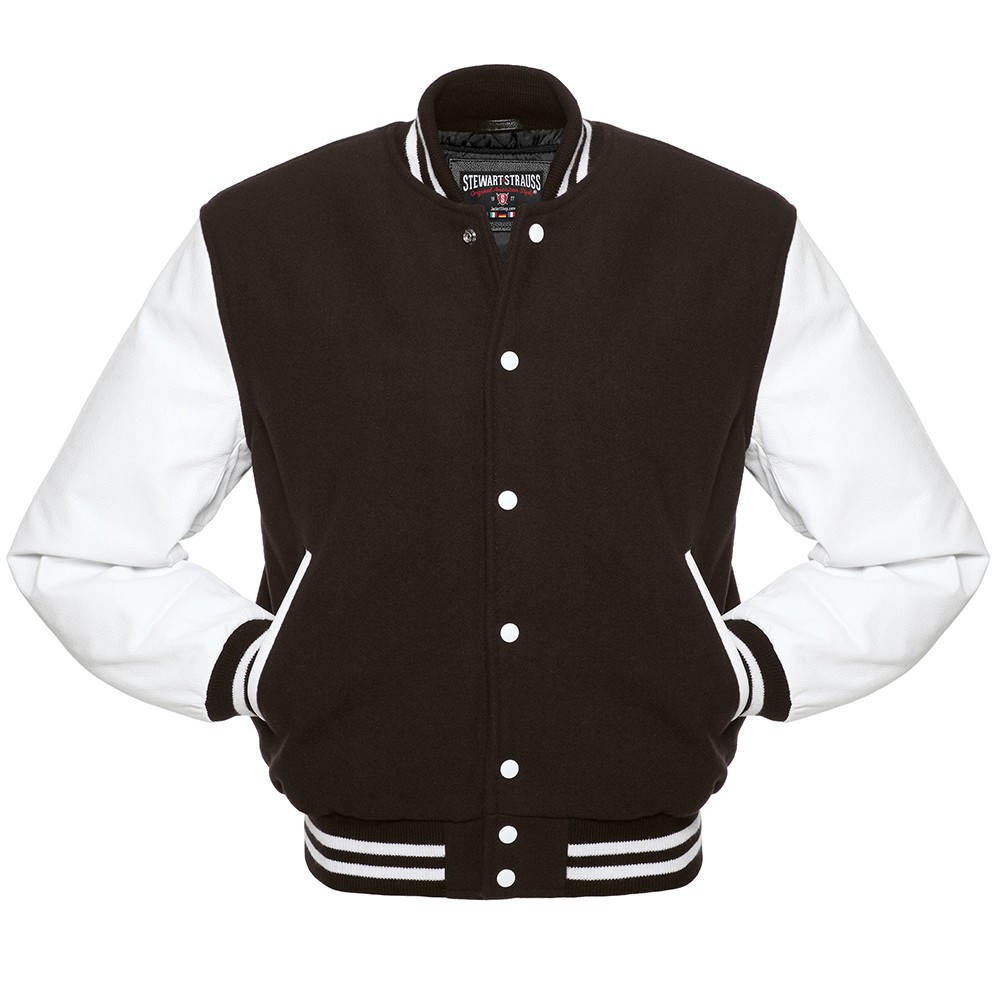 Jacketshop Jacket Brown Wool White Leather Letterman Jacket