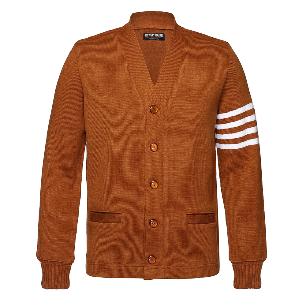Jacketshop Sweater Texas Orange And White Varsity Letter Sweater